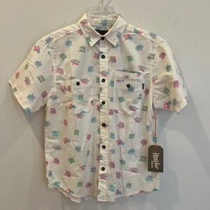 Howler Brothers Shirt Mens Small White Pink Aransas Bienvenidos a Miami Tropical